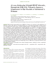 Научная статья на тему 'A LOW-MOLECULAR-WEIGHT BDNF MIMETIC, DIPEPTIDE GSB-214, PREVENTS MEMORY IMPAIRMENT IN RAT MODELS OF ALZHEIMER’S DISEASE'