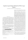 Научная статья на тему 'Algebra-Logical Repair Method for FPGA Logic Blocks'