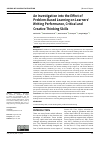 Научная статья на тему 'AN INVESTIGATION INTO THE EFFECT OF PROBLEM-BASED LEARNING ON LEARNERS’ WRITING PERFORMANCE, CRITICAL AND CREATIVE THINKING SKILLS'