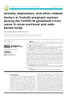 Научная статья на тему 'Anxiety, depression, and other related factors in Turkish pregnant women during the COVID-19 pandemic's first wave: A cross-sectional and webbased study'