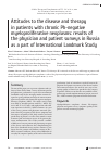 Научная статья на тему 'Attitudes to the disease and therapy in patients with chronic Ph-negative myeloproliferative neoplasms: results of the physician and patient surveys in Russia as a part of international Landmark study'