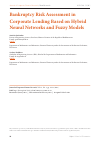Научная статья на тему 'Bankruptcy risk assessment in corporate lending based on hybrid neural networks and fuzzy models'