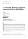 Научная статья на тему 'Big data analysis of IoT-based supply chain management considering FMCG industries'
