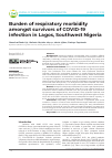 Научная статья на тему 'Burden of respiratory morbidity amongst survivors of COVID-19 infection in Lagos, Southwest Nigeria'