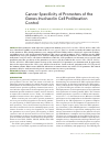 Научная статья на тему 'Cancer specificity of promoters of the genes involved in cell proliferation control'