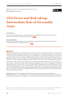 Научная статья на тему 'CEO POWER AND RISK-TAKING: INTERMEDIATE ROLE OF PERSONALITY TRAITS'