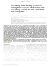 Научная статья на тему 'CIRCULATING ACTIN-BINDING PROTEINS IN LARYNGEAL CANCER: ITS RELATIONSHIP WITH CIRCULATING TUMOR CELLS AND CELLS OF THE IMMUNE SYSTEM'