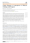 Научная статья на тему 'Clinical Diagnosis of Leptospirosis in Malaysia: Challenges and Prospects'