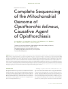 Научная статья на тему 'Complete sequencing of the mitochondrial genome of Opisthorchis felineus , causative agent of opisthorchiasis'