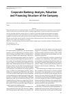Научная статья на тему 'Corporate banking: analysis, valuation and financing structure of the company'