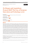 Научная статья на тему 'Do Mergers and Acquisitions Promote R&D? The Case of European Innovation and Technology sector'