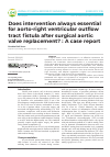 Научная статья на тему 'Does intervention always essential for aorto-right ventricular outflow tract fistula after surgical aortic valve replacement? : A case report'