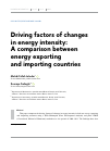 Научная статья на тему 'Driving factors of changes in energy intensity: A comparison between energy exporting and importing countries'