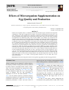 Научная статья на тему 'Effects of Microorganism Supplementation on Egg Quality and Production'