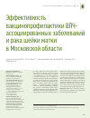 Научная статья на тему 'Эффективность вакцинопрофилактики ВПЧ-ассоциированных заболеваний и рака шейки матки в Московской области'