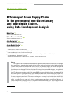 Научная статья на тему 'EFFICIENCY OF GREEN SUPPLY CHAIN IN THE PRESENCE OF NON-DISCRETIONARY AND UNDESIRABLE FACTORS, USING DATA ENVELOPMENT ANALYSIS'