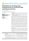 Научная статья на тему 'Evaluation of nursing care requirements in mechanically ventilated patients'