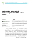 Научная статья на тему 'Gallbladder tuberculosis mimicking cholecystitis: A case report'