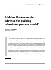 Научная статья на тему 'Hidden Markov model: Method for building a business process model'