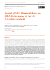 Научная статья на тему 'IMPACT OF CEO OVERCONFIDENCE ON M&A PERFORMANCE IN THE US: A CONTENT ANALYSIS'