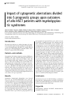 Научная статья на тему 'Impact of cytogenetic aberrations divided into 5 prognostic groups upon outcomes of allo-HSCT patients with myelodysplastic syndromes'