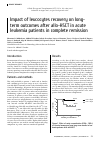 Научная статья на тему 'Impact of leucocytes recovery on longterm outcomes after allo-HSCT in acute leukemia patients in complete remission'