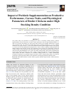 Научная статья на тему 'Impact of Prebiotic Supplementation on Productive Performance, Carcass Traits, and Physiological Parameters of Broiler Chickens under High Stocking Density Condition'
