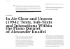 Научная статья на тему 'In Air Clear and Unseen (1994): Texts, Sub-Texts and Intonations Within the Piano Quintet of Alexander Knaifel'