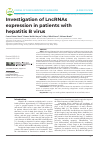 Научная статья на тему 'Investigation of LncRNAs expression in patients with hepatitis B virus'