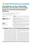 Научная статья на тему 'Investigation of the relationship between care burden and anxiety levels of terminal period patient relatives'