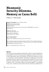 Научная статья на тему 'MNEMONIC SECURITY DILEMMA. MEMORY AS CASUS BELLI'