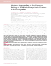 Научная статья на тему 'Modern Approaches to the Genome Editing of Antibiotic Biosynthetic Clusters in Actinomycetes'