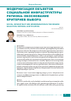 Научная статья на тему 'Модернизация объектов социальной инфраструктуры региона: обоснование критериев выбора'