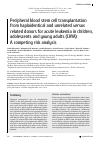 Научная статья на тему 'PERIPHERAL BLOOD STEM CELL TRANSPLANTATION FROM HAPLOIDENTICAL AND UNRELATED VERSUS RELATED DONORS FOR ACUTE LEUKEMIA IN CHILDREN, ADOLESCENTS AND YOUNG ADULTS (CAYA): A COMPETING RISK ANALYSIS'