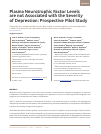 Научная статья на тему 'Plasma Neurotrophic Factor Levels are not Associated with the Severity of Depression: Prospective Pilot Study'
