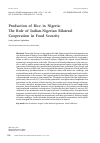 Научная статья на тему 'PRODUCTION OF RICE IN NIGERIA: THE ROLE OF INDIAN-NIGERIAN BILATERAL COOPERATION IN FOOD SECURITY'