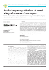 Научная статья на тему 'Radiofrequency ablation of renal allograft cancer: Case report'