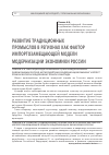 Научная статья на тему 'Развитие традиционных промыслов в регионах как фактор импортозамещающей модели модернизации экономики России'