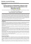 Научная статья на тему 'Seasonal dynamics of phytoplankton indicators of the Zaporizhzhia (Dnipro) reservoir phytoplankton of the Zaporozhye reservoir'