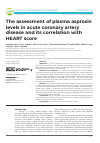 Научная статья на тему 'The assessment of plasma asprosin levels in acute coronary artery disease and its correlation with HEART score'