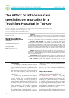 Научная статья на тему 'The effect of intensive care specialist on mortality in a Teaching Hospital in Turkey'