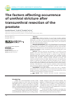 Научная статья на тему 'The factors affecting occurrence of urethral stricture after transurethral resection of the prostate'