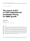 Научная статья на тему 'The impact of ICT on inter-organizational knowledge sharing for SMEs growth'