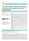 Научная статья на тему 'The ratio of CRP to albumin levels predict re-admission to intensive care unit in septic patients'