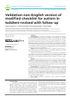 Научная статья на тему 'Validation non-English version of modified checklist for autism in toddlers-revised with follow-up'