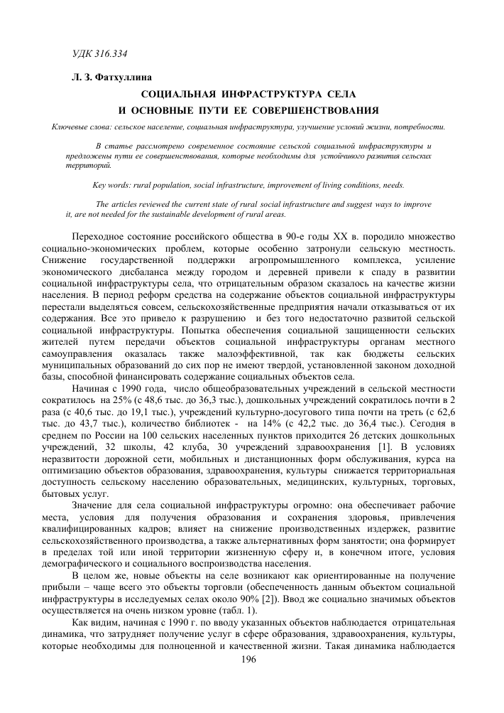 Социальная инфраструктура как основа социального развития